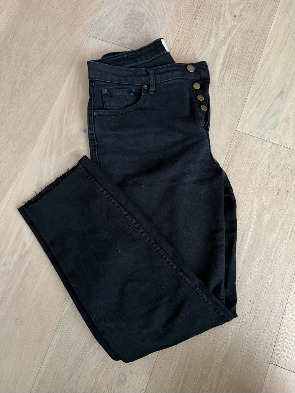 Sezane High-Waist Black Button-Fly Jeans